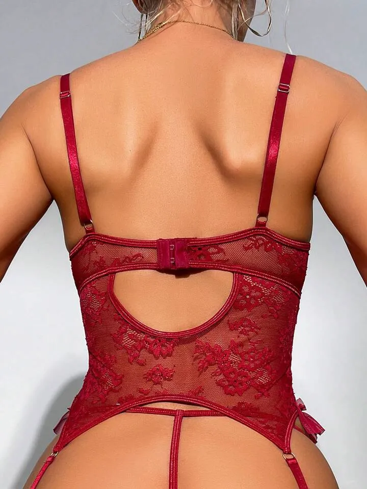 Red Sexy Lingerie Lace Garter Corset