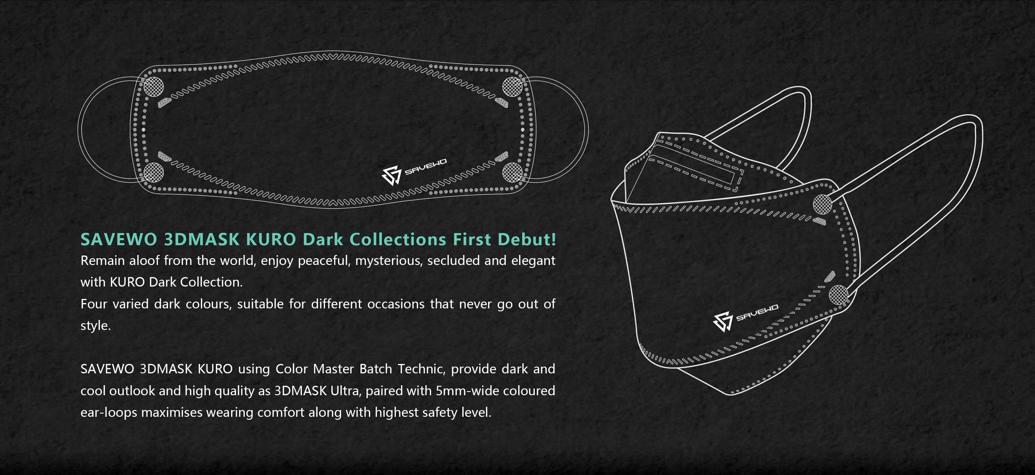 SAVEWO 3DMASK Kuro Collection - Castle Grey