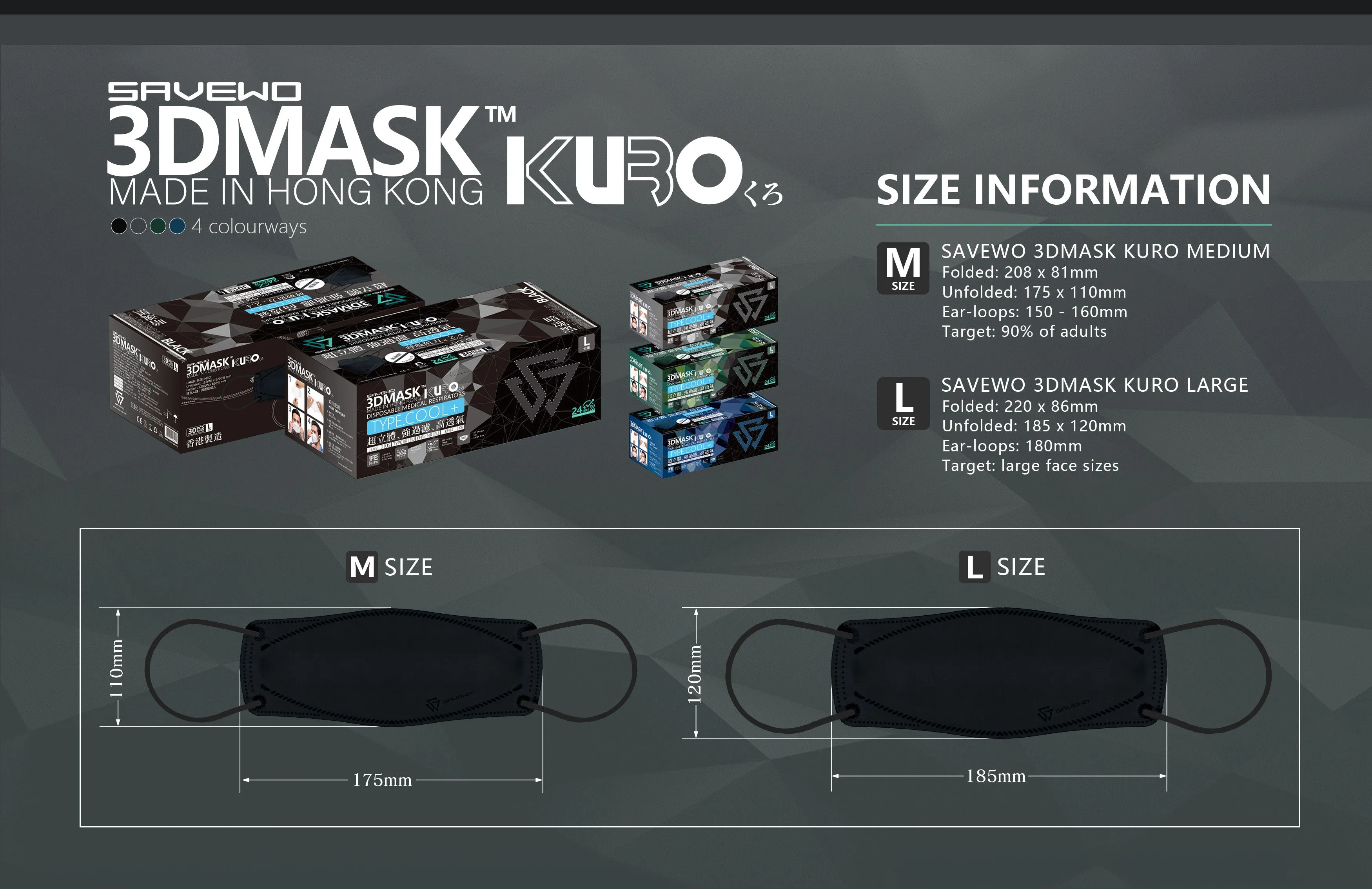 SAVEWO 3DMASK Kuro Collection - Darksoul Black