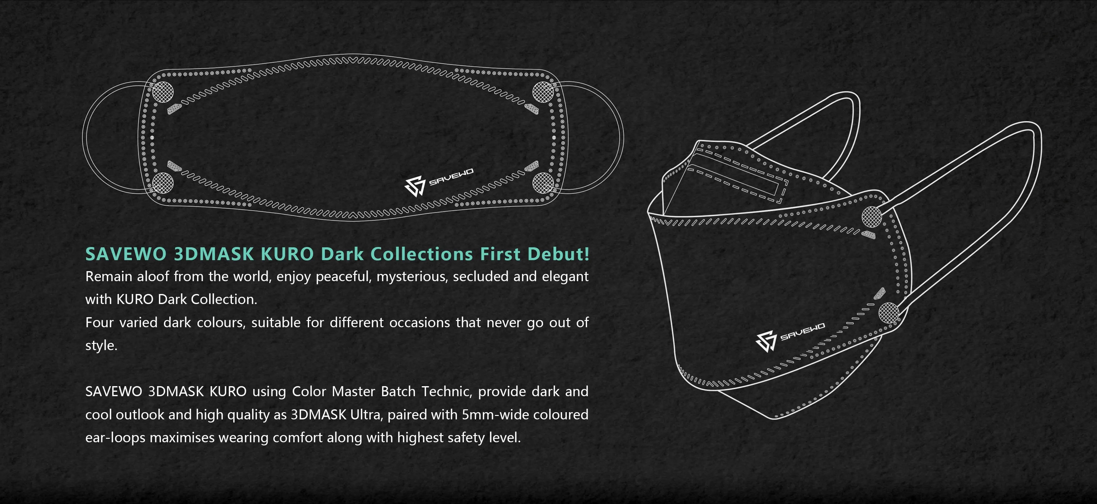 SAVEWO 3DMASK Kuro Collection - Darksoul Black