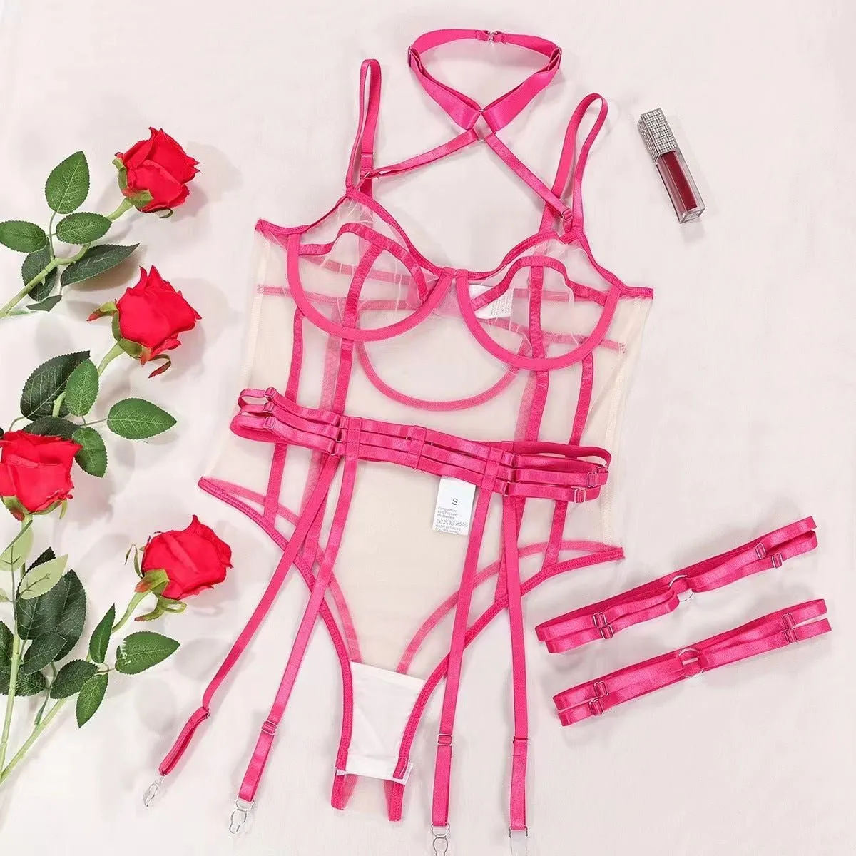 Scarlett Bustier Mesh Lingerie Set