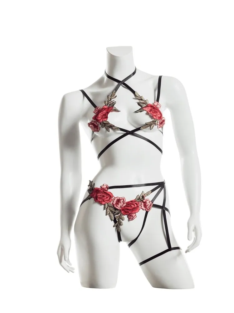 Sensual Floral Harness Set