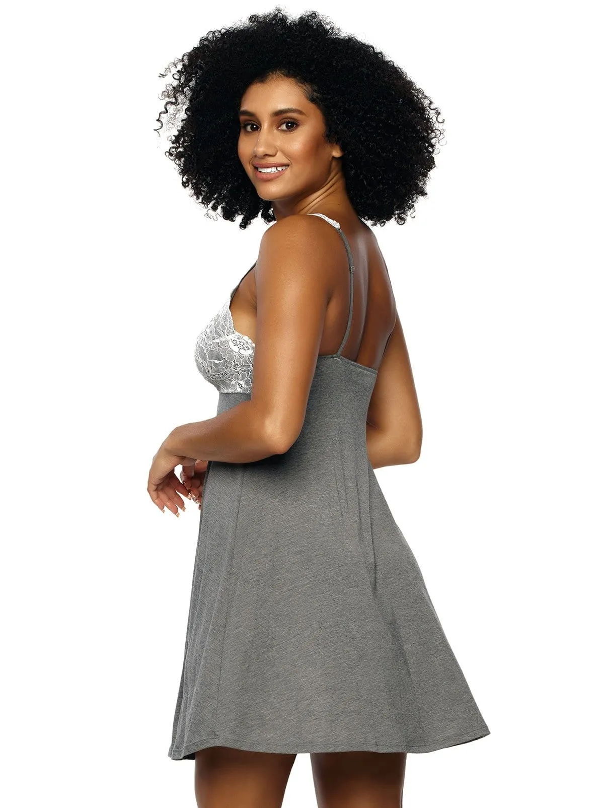 Silky Soft Chemise w/ Lace by Unique Moments