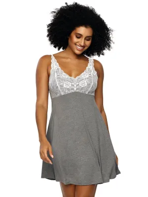 Silky Soft Chemise w/ Lace by Unique Moments