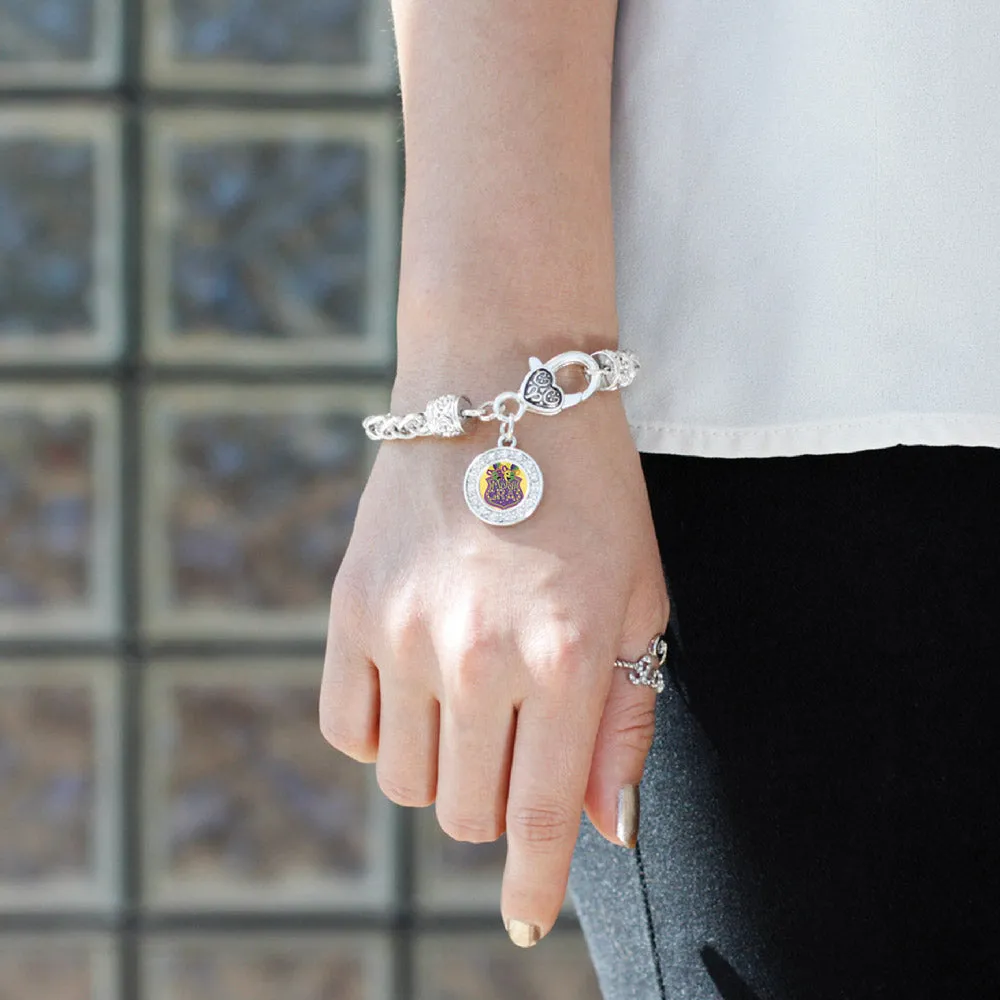 Silver Mardi Gras Masks Circle Charm Braided Bracelet
