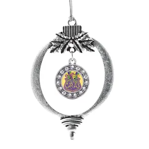Silver Mardi Gras Masks Circle Charm Holiday Ornament