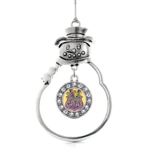 Silver Mardi Gras Masks Circle Charm Snowman Ornament