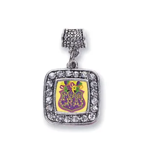 Silver Mardi Gras Masks Square Memory Charm