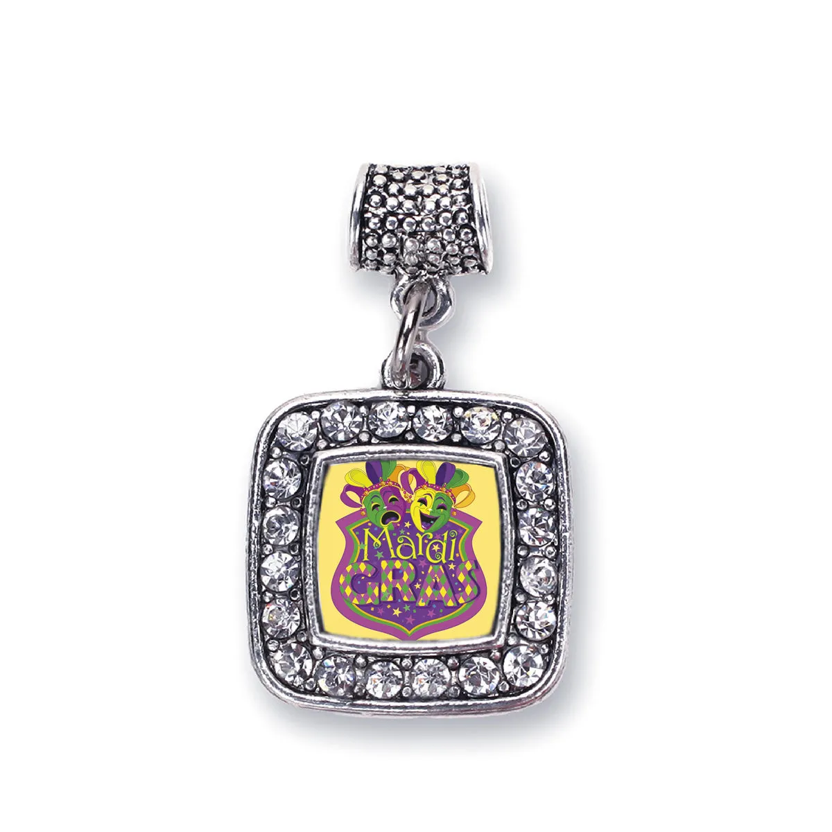 Silver Mardi Gras Masks Square Memory Charm