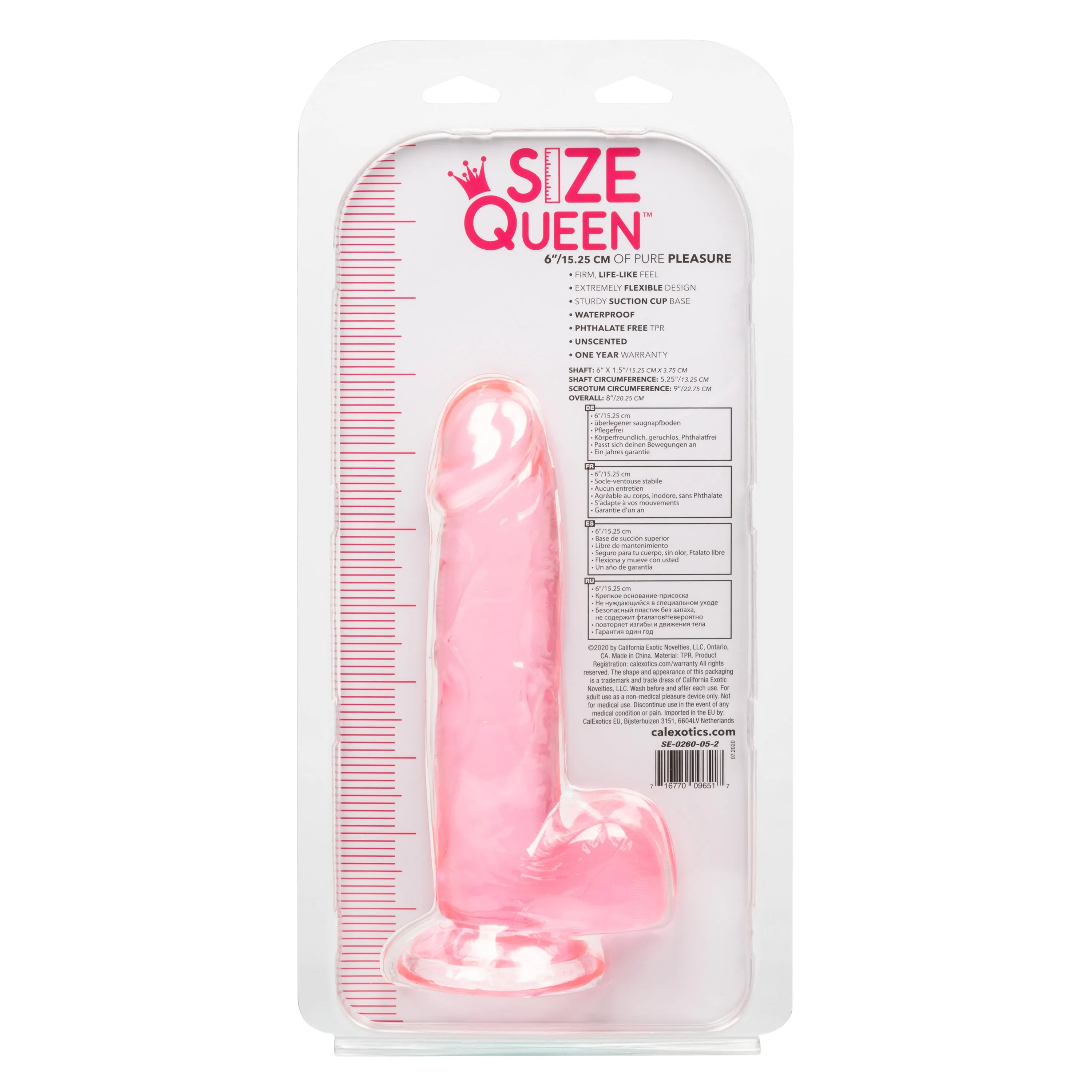 Size Queen 6 inch/15.25 Cm - Pink