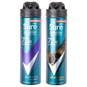 Sure for Men Active Dry   Sport Cool Antiperspirant 150ml Twin Pack