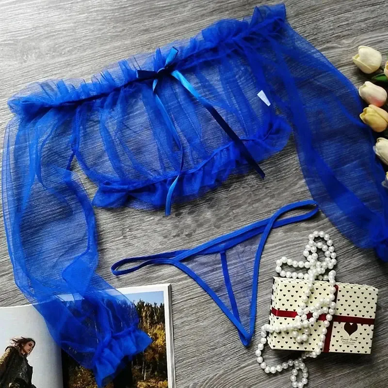Transparent Lace Off-Shoulder Lingerie Set