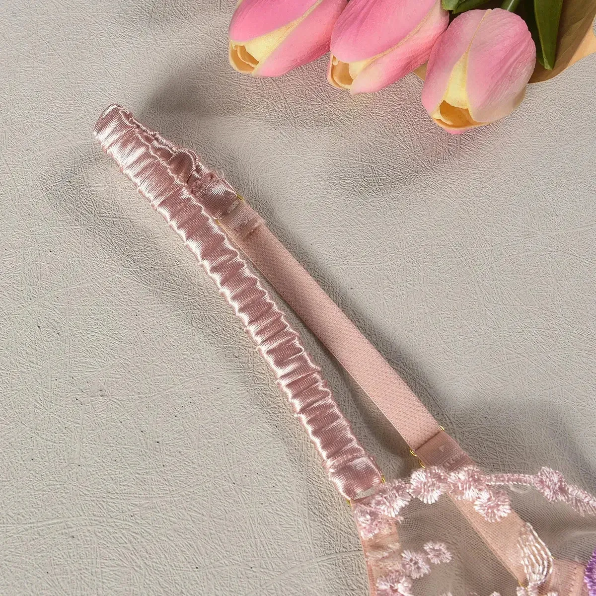 Transparent Sensual Silk Garter Lingerie Set