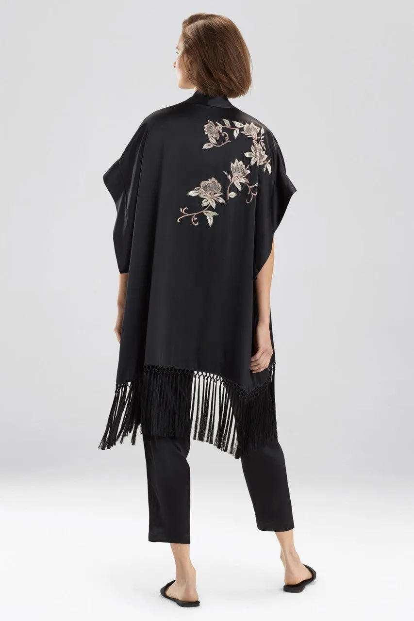 Yoshi Embroidered Fringe Wrap