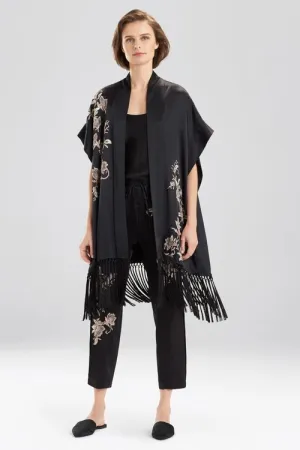 Yoshi Embroidered Fringe Wrap